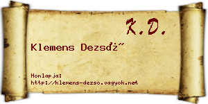 Klemens Dezső névjegykártya